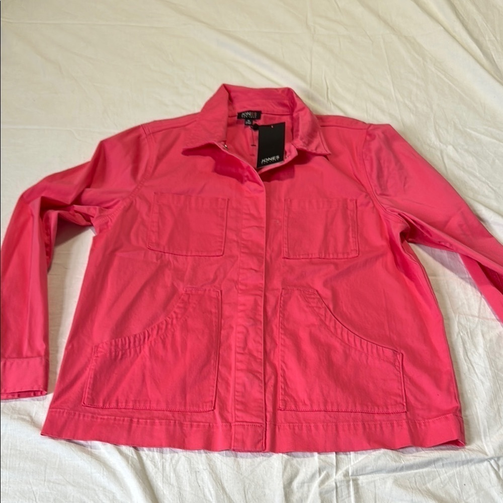 Jones New York Hot Pink Snap Front Spring Jacket Medium NWT